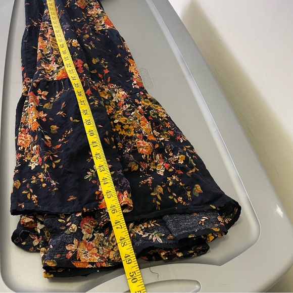 Natural Life Rebecca Midi Dress in Navy Red Bouquets High-Low Hem Pockets Large - Picture 12 of 12